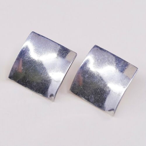 Vtg Sterling Silver Handmade Earrings, Modern 925 Square Studs, Stamped ND