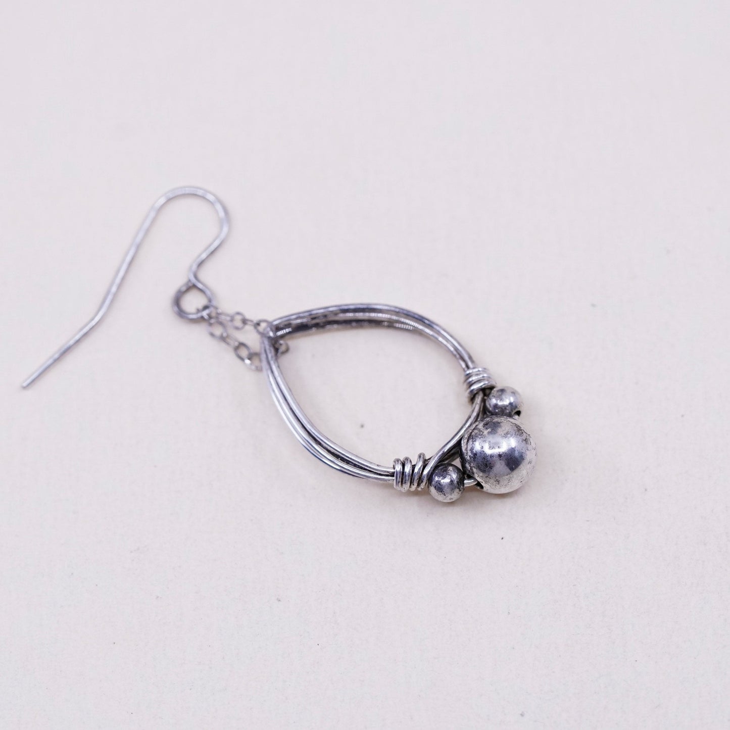 Vintage Sterling 925 silver handmade teardrop earrings and beads