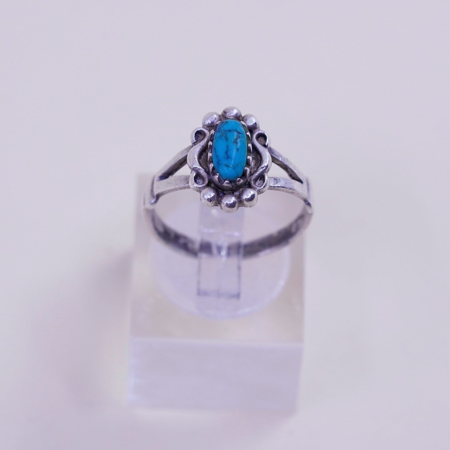 Size 5.25, sterling silver Native American handmade 925 silver ring turquoise