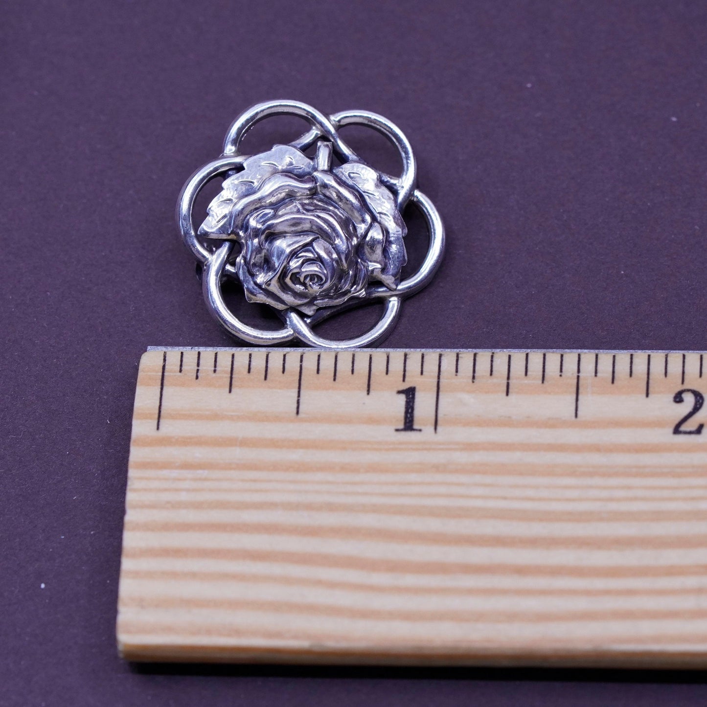 Vintage danecraft handmade sterling 925 silver flower brooch