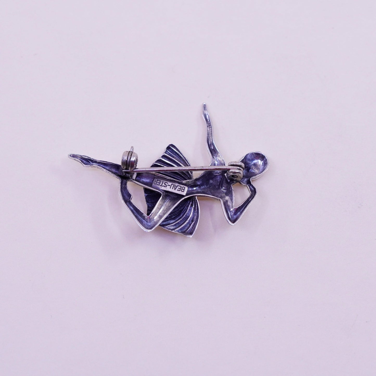 Vintage Sterling 925 silver Female ballet dancer ballerina brooch pin