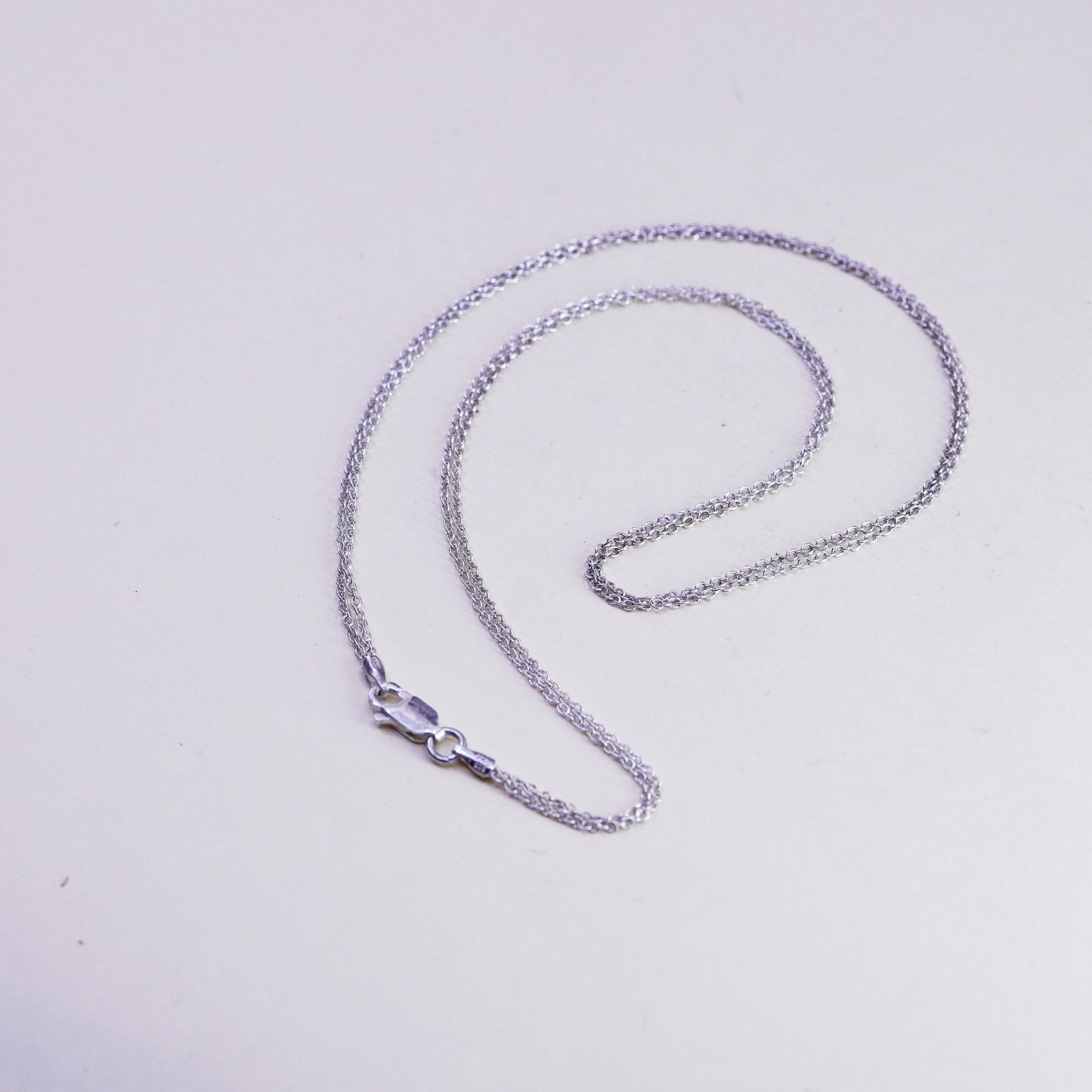 16”, 1mm, Vintage sterling silver double strands circle chain, 925 necklace