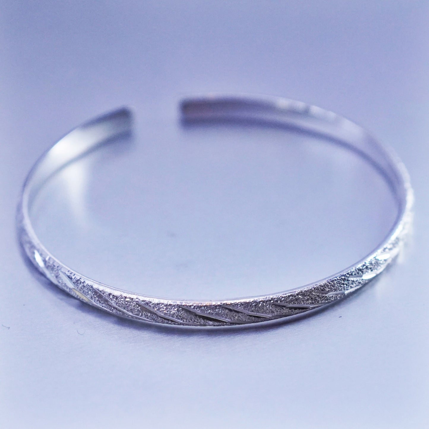 6.75”, 999 fine silver handmade bracelet, textured glittering stackable cuff