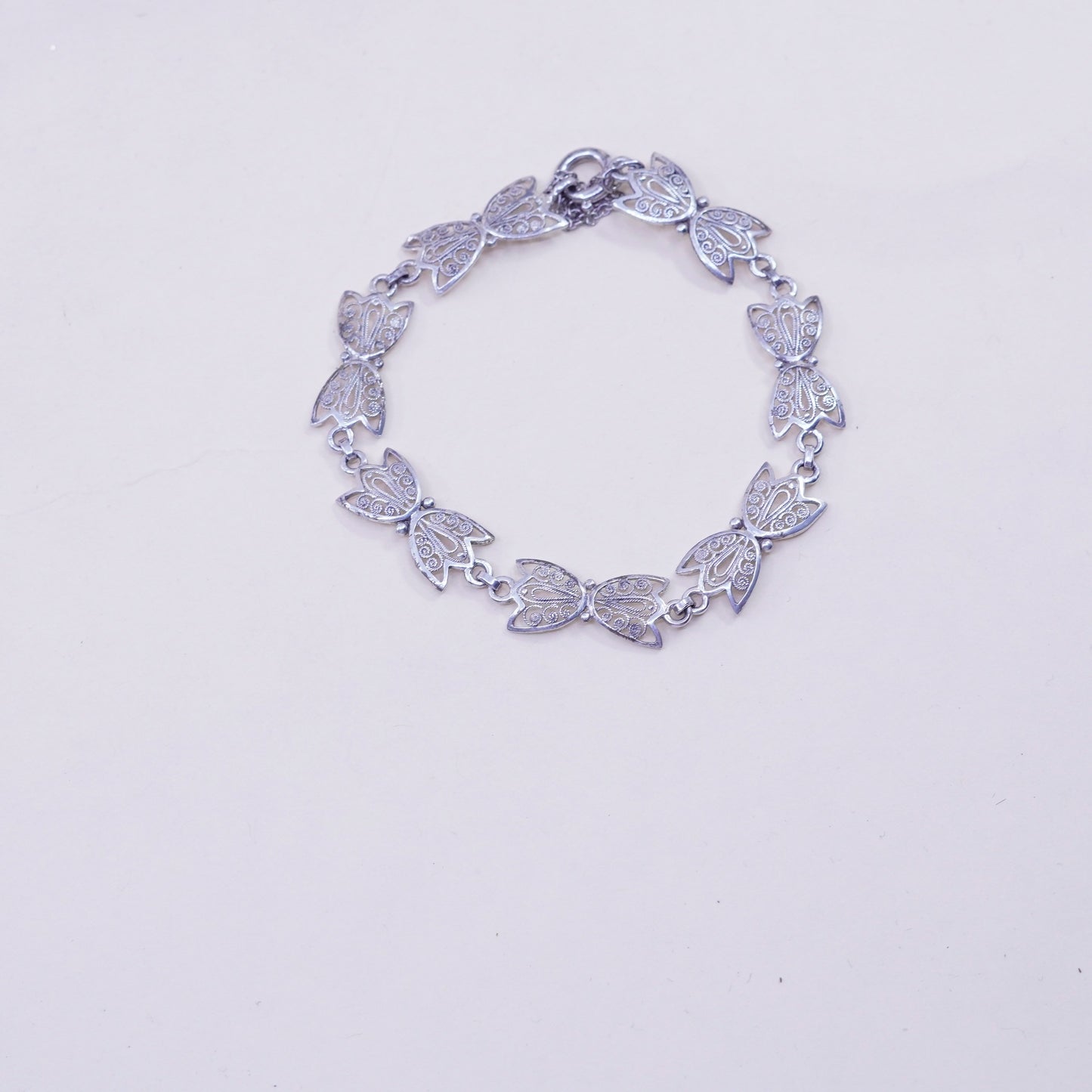 6”, vintage Germany sterling 800 silver handmade bracelet, filigree chain