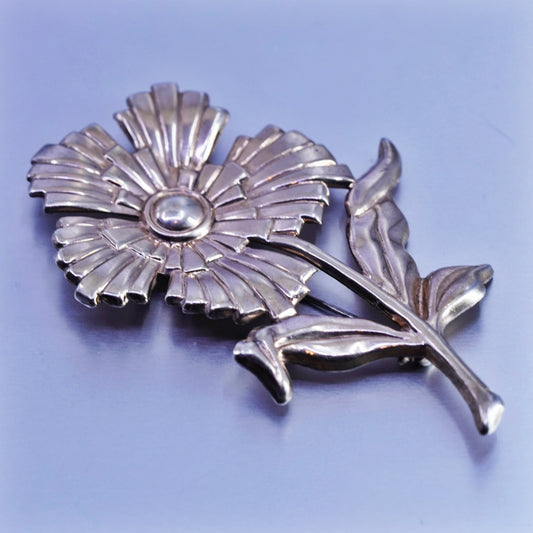 Vintage vermeil rose gold over sterling silver handmade brooch, 925 flower pin