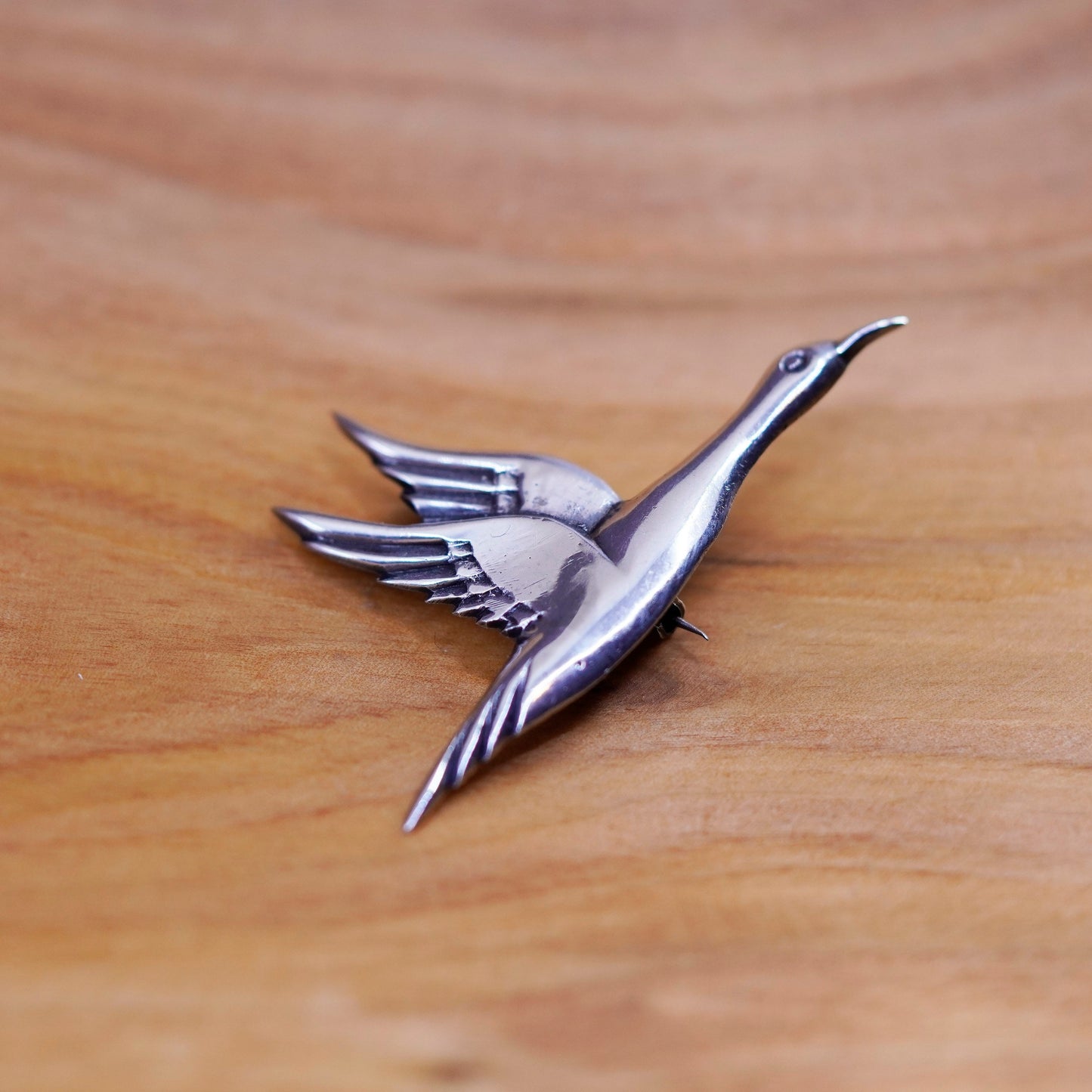 Vintage Native American handmade sterling 925 silver bird Geese brooch pin