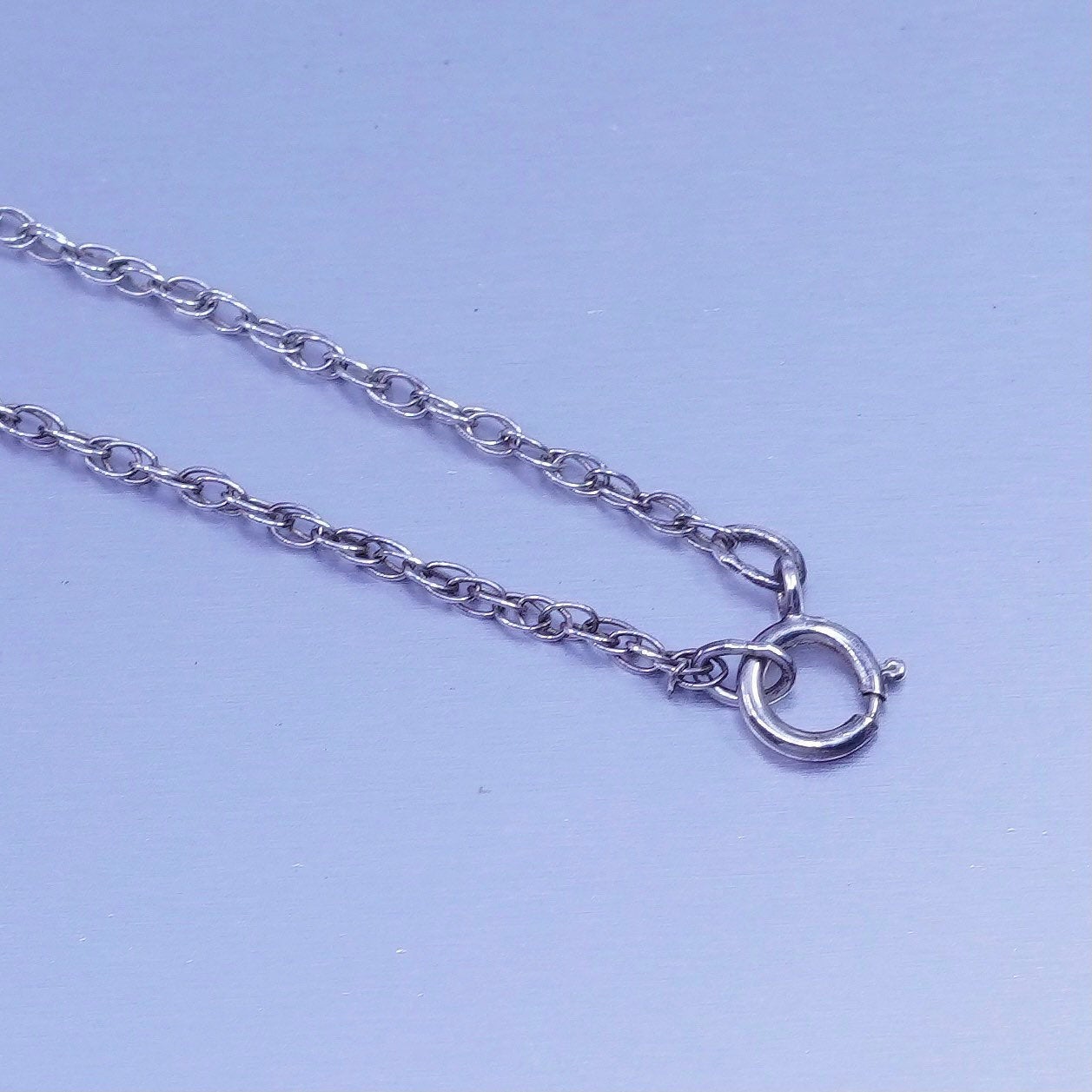 19” 1mm, vintage Italy Sterling 925 silver Singapore rope chain necklace