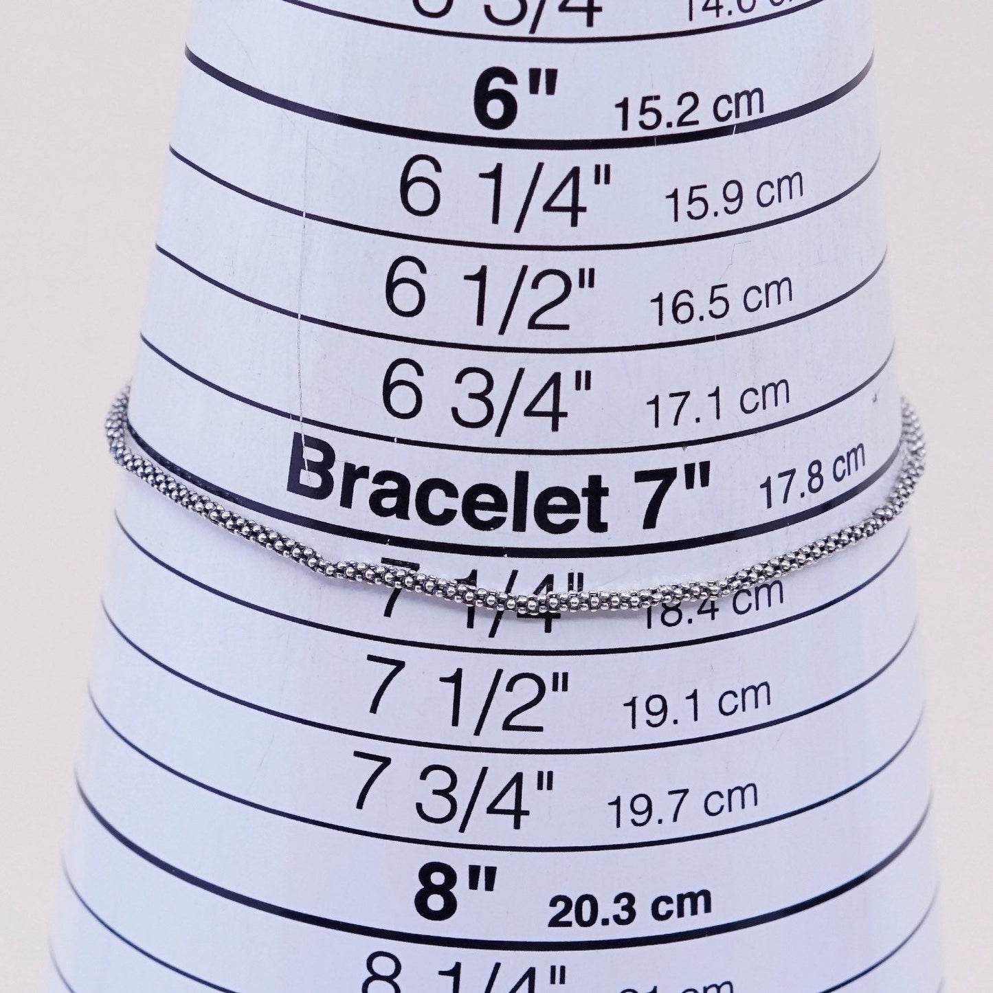7.25”, 1mm, Vintage sterling silver bracelet, Italy 935 popcorn chain