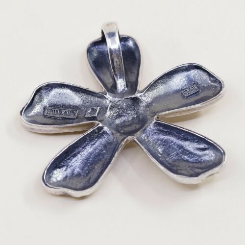 Silpada Hammered Flower Pendant S1101 .925 Sterling Silver Floral