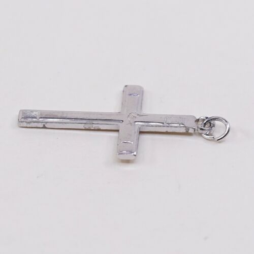 Vintage Sterling Silver Handmade Pendant, 925 silver cross Charm, Stamped