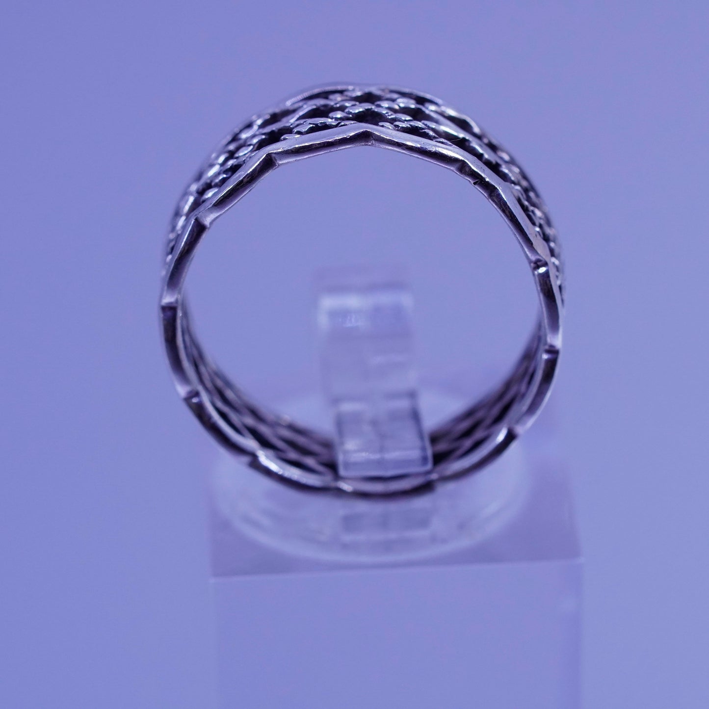 Size 7.5, vintage Sterling 925 silver handmade ring, filigree band
