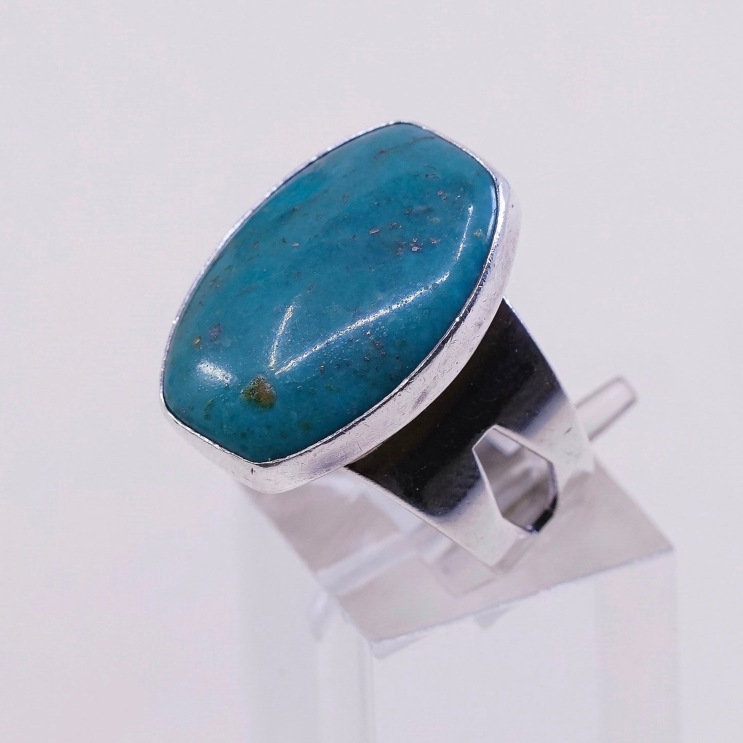 sz 7, VTG DTR sterling silver ring, handmade 925 ring w/ turquoise