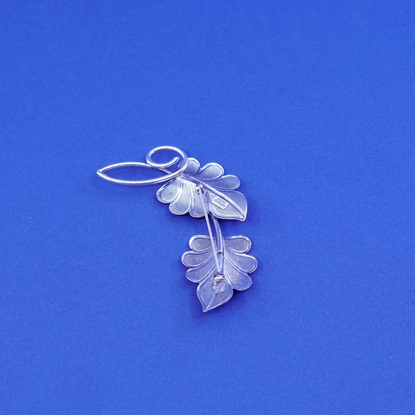 Vintage beau sterling silver handmade brooch, 925 maple leaf pin