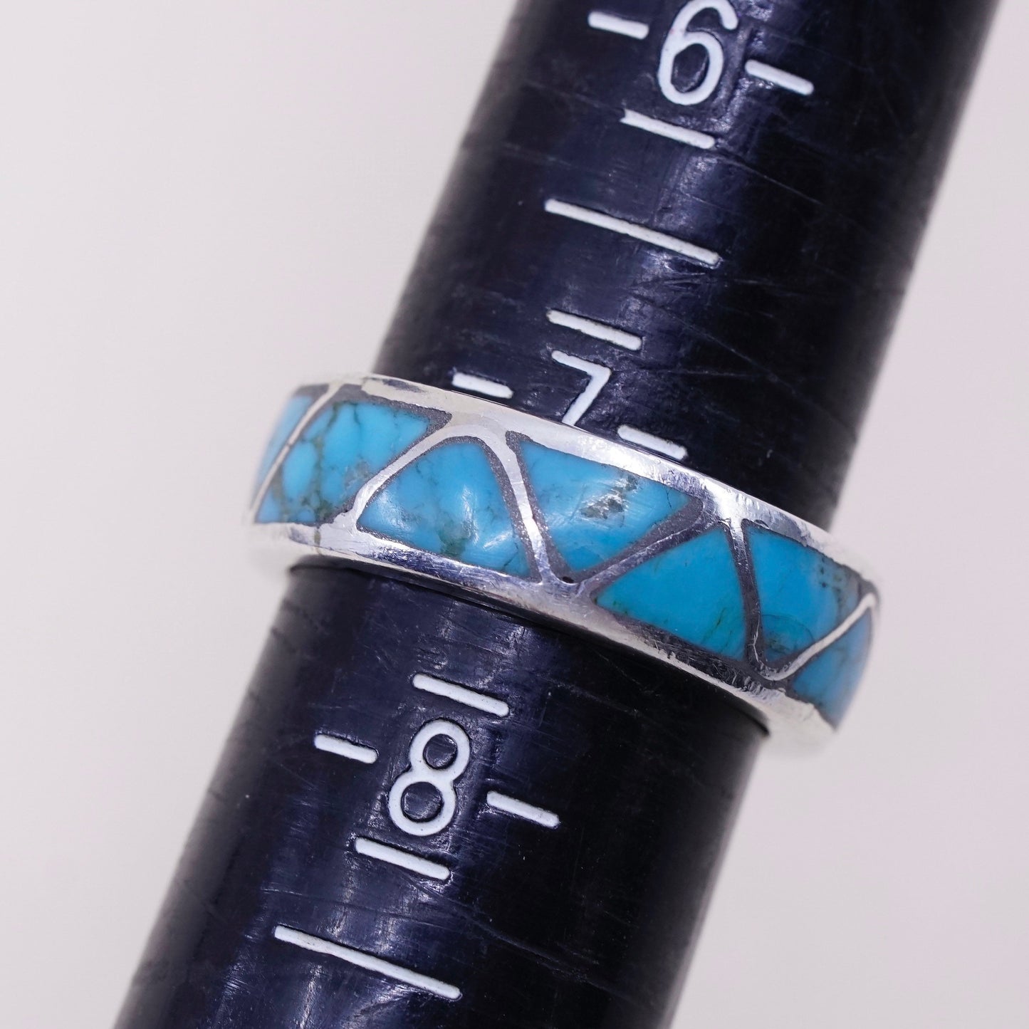 sz 7, navajo James Martin handmade Sterling silver ring, 925 band w/ turquoise