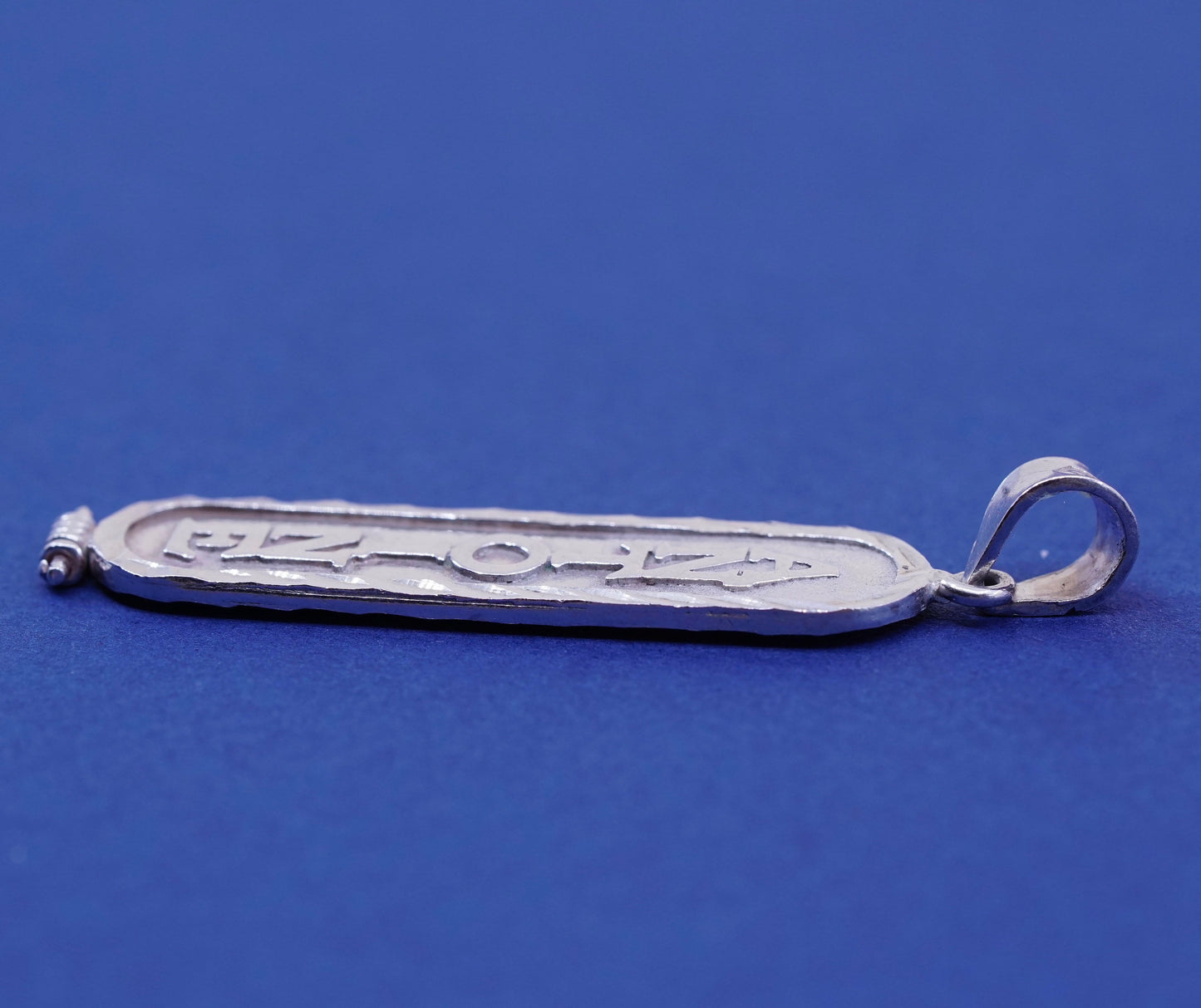 vtg Sterling silver handmade pendant, Egyptian 925 tag embossed name Antoine