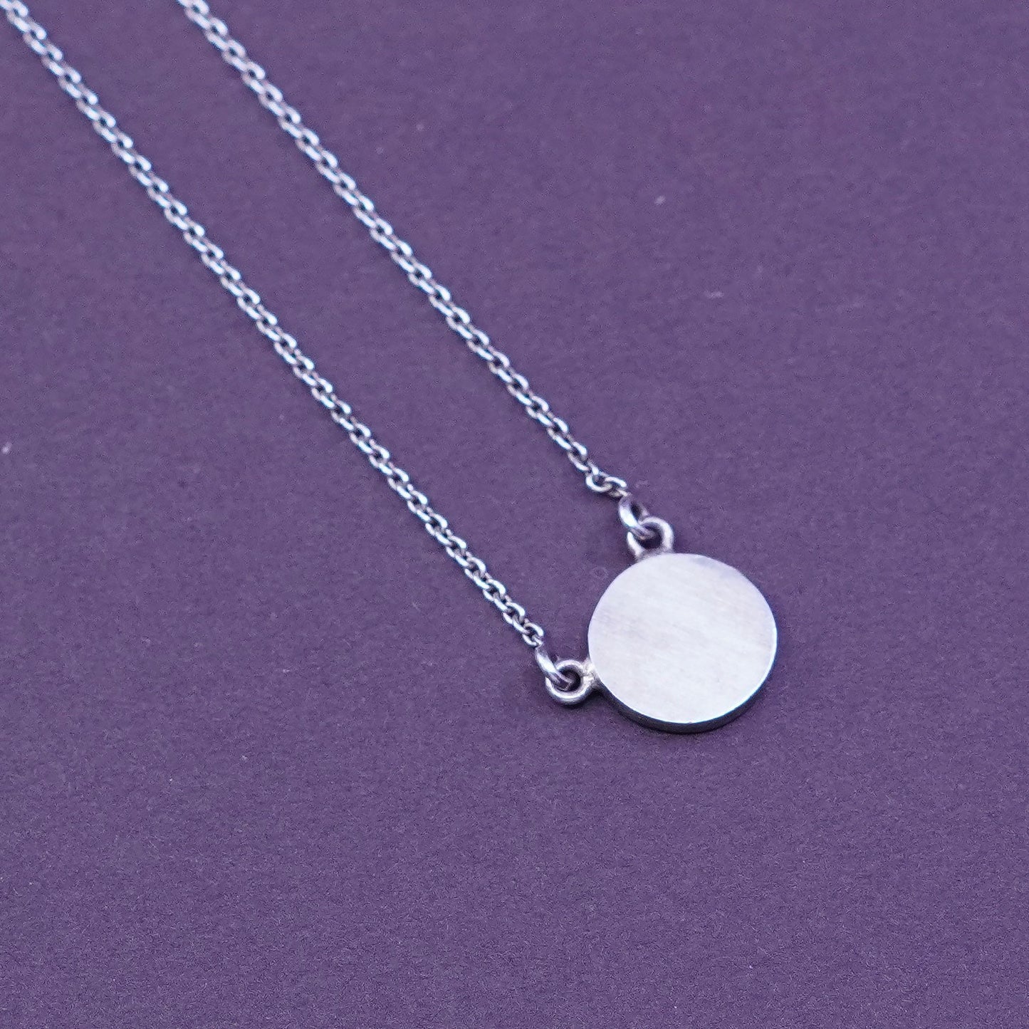 16+2”, Sterling silver necklace, 925 circle chain with circle tag pendant