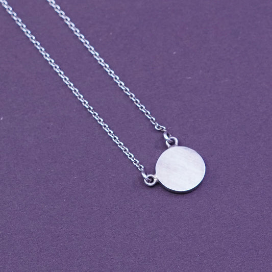 16+2”, Sterling silver necklace, 925 circle chain with circle tag pendant