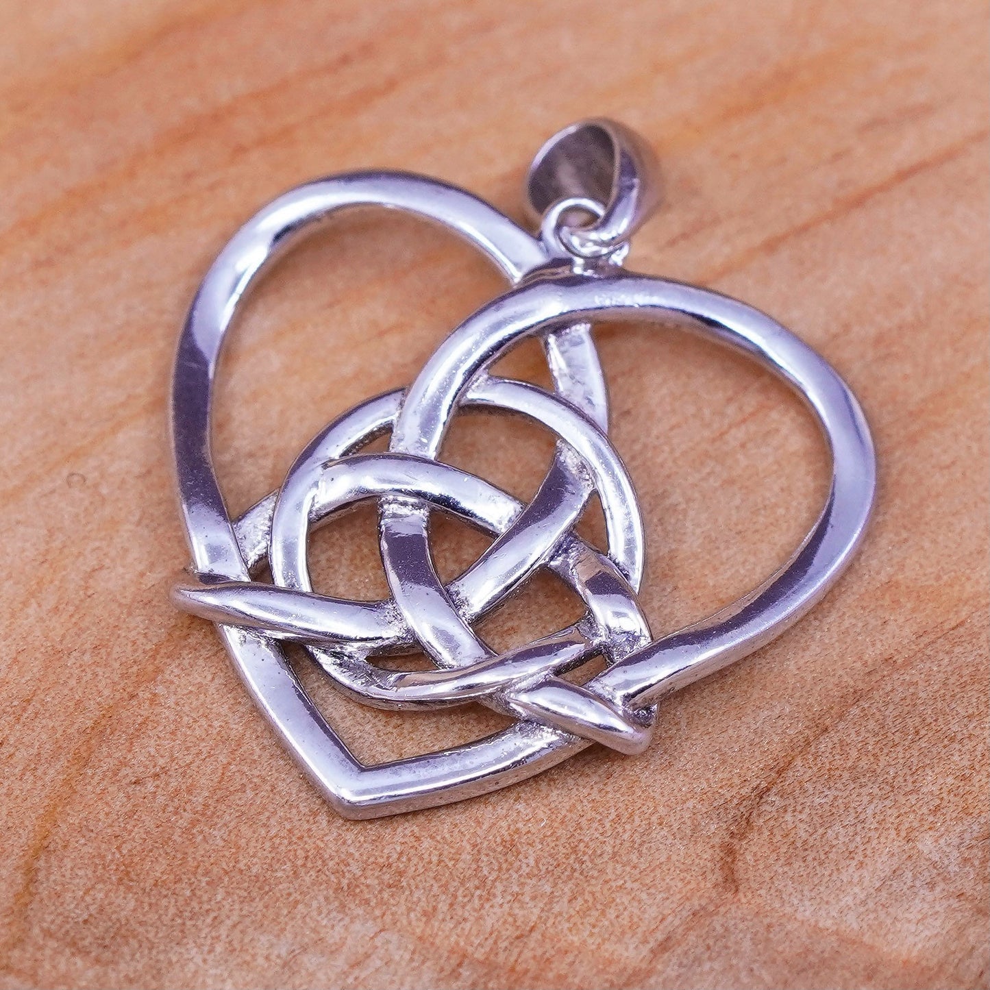 Vintage Sterling silver handmade heart pendant, 925 irish Celtic knot