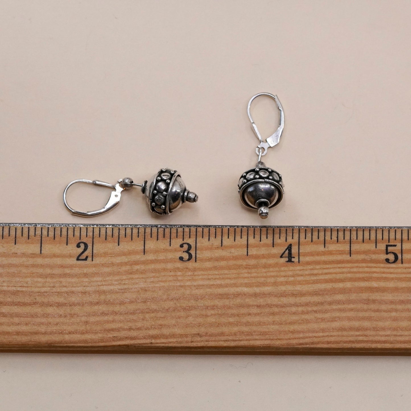 Vintage Sterling silver handmade earrings, 925 bead