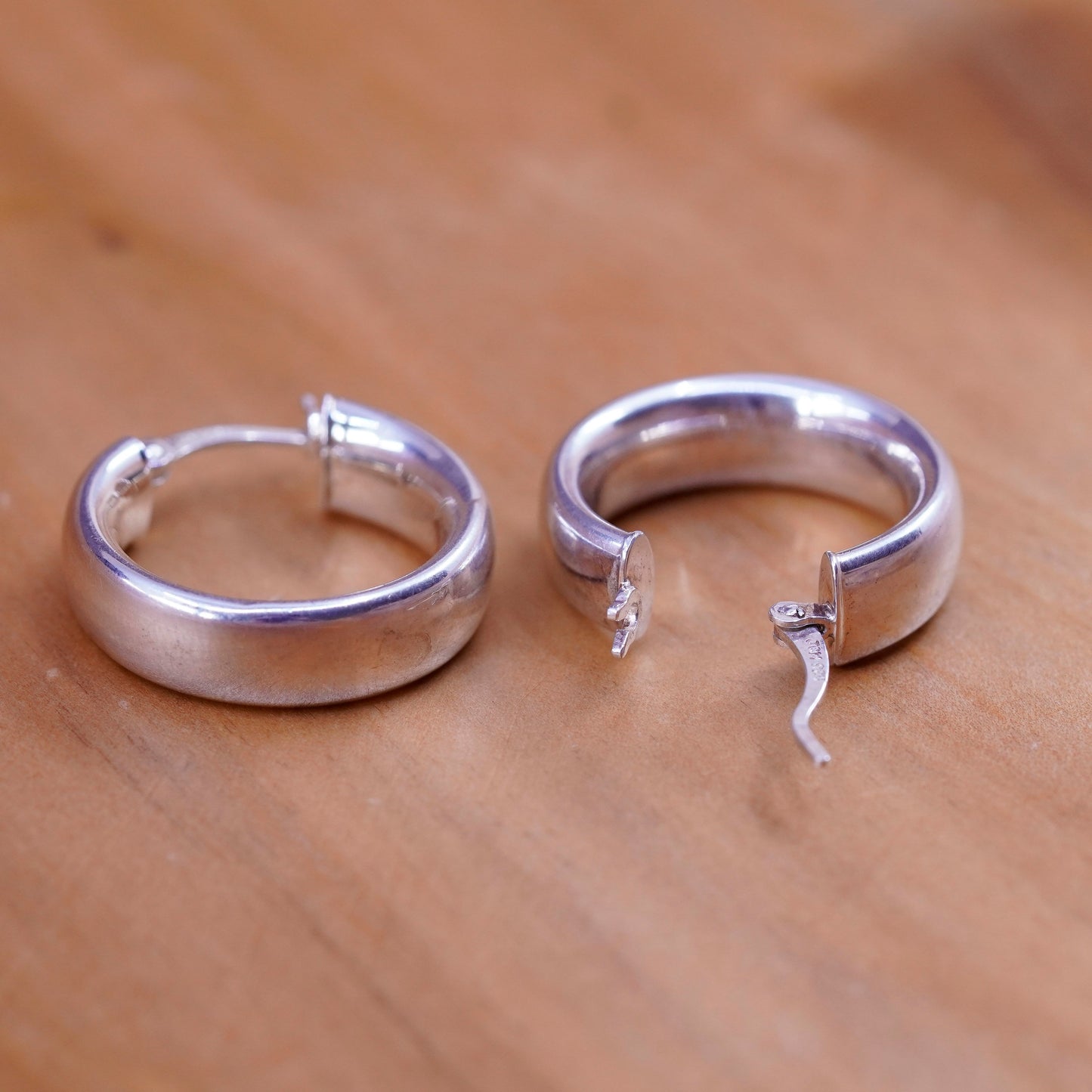 0.75”, vintage Sterling silver handmade earrings, 925 hoops