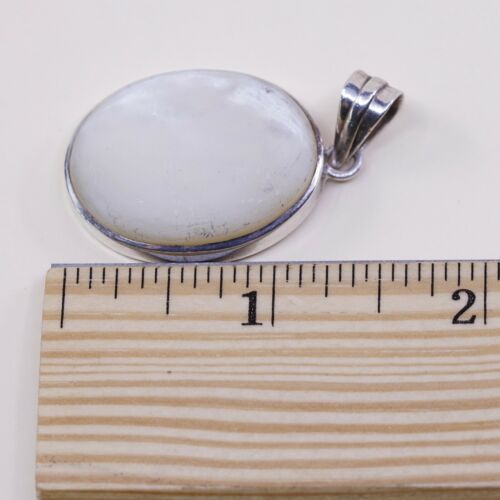 Vtg Sterling Silver Handmade Pendant W/ Oval Mop Inlay, Stamped 925