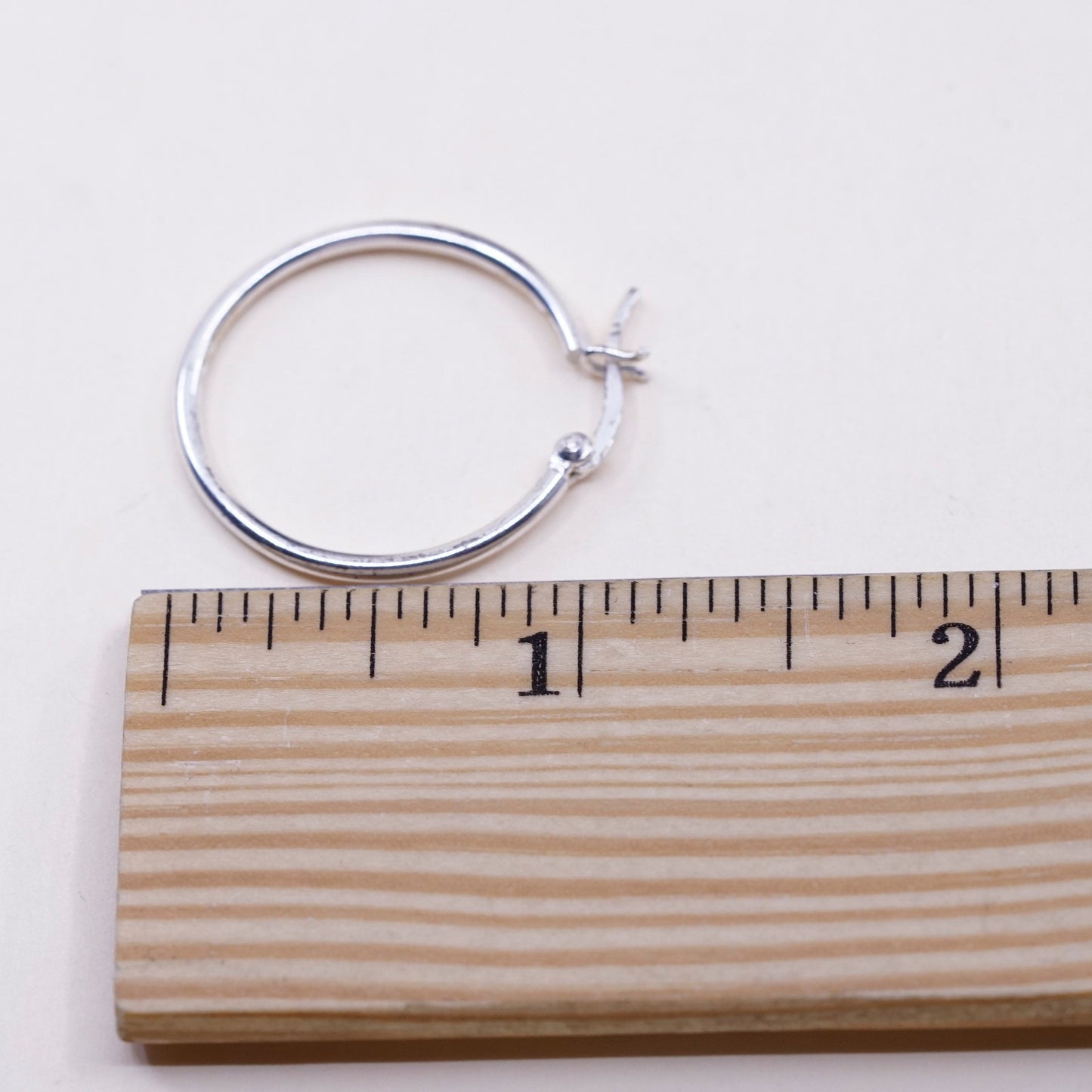 1”, Vintage sterling silver loop earrings, fashion minimalist primitive hoops