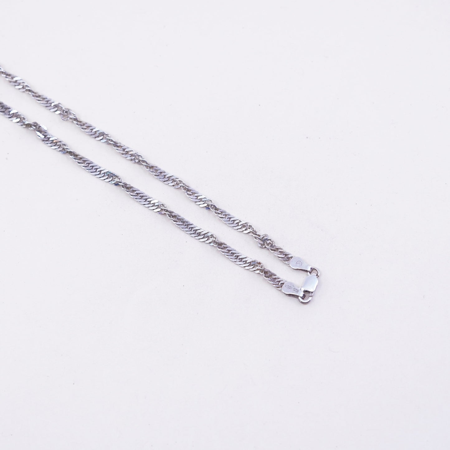 20”, 4mm, Vintage sterling silver Italy 925 twisted curb chain, necklace