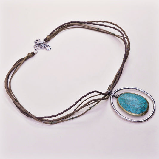 18+2”, silpada N1804 multi strands linen necklace Sterling 925 Silver turquoise