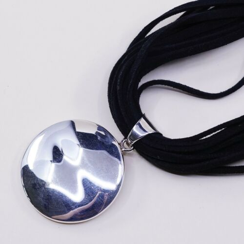 Silpada N1107 Sterling 925 Silver Pendant Black Leather Multi Strand Necklace