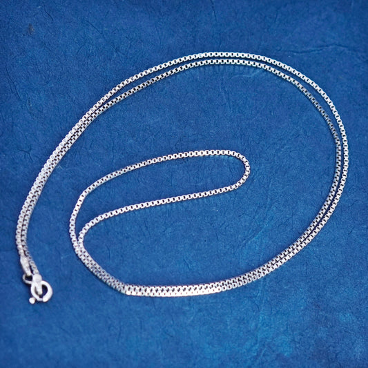 24”, 1mm, vintage Sterling silver handmade necklace, 925 box chain