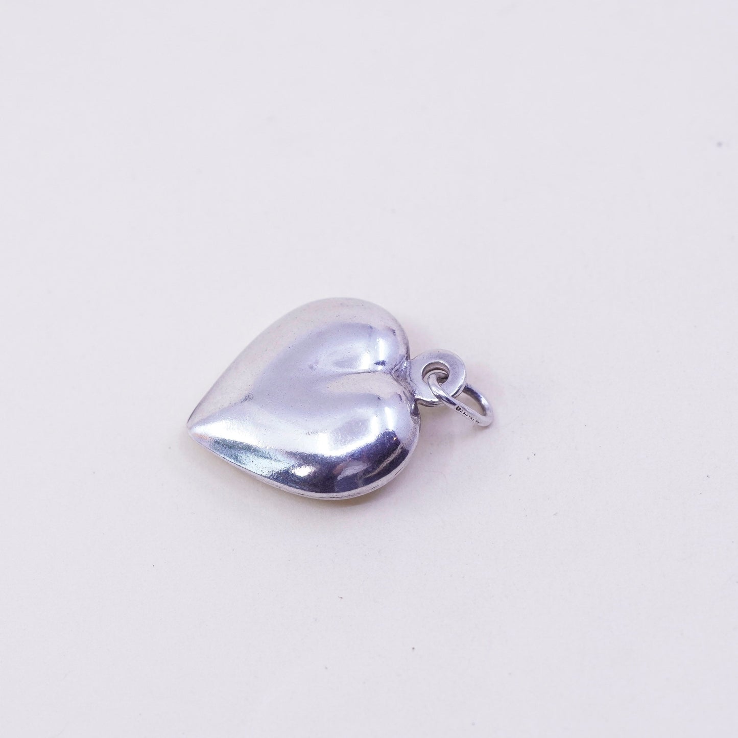 Vintage Italian handmade sterling silver heart, 925 charm pendant