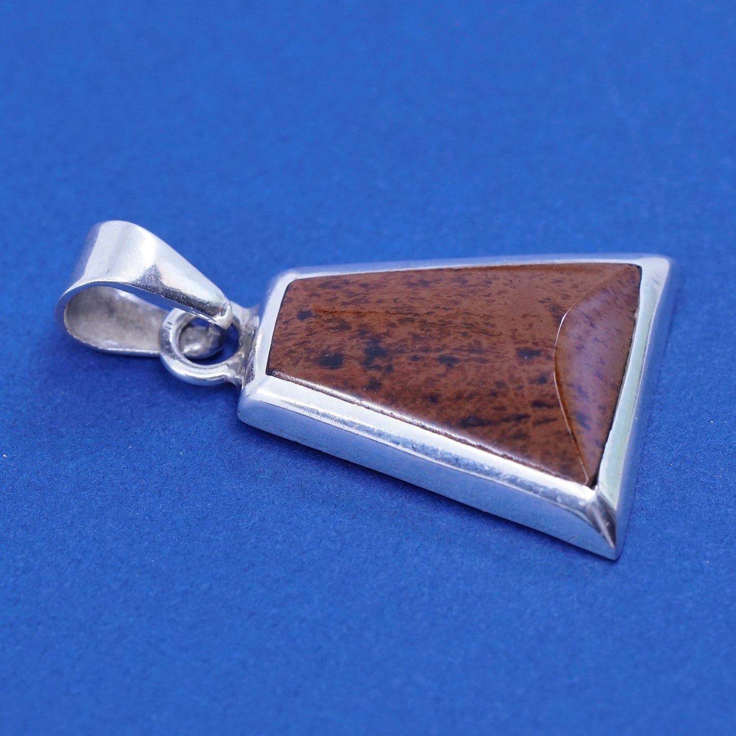 Vintage mexico Sterling 925 silver handmade pendant with Mahogany obsidian