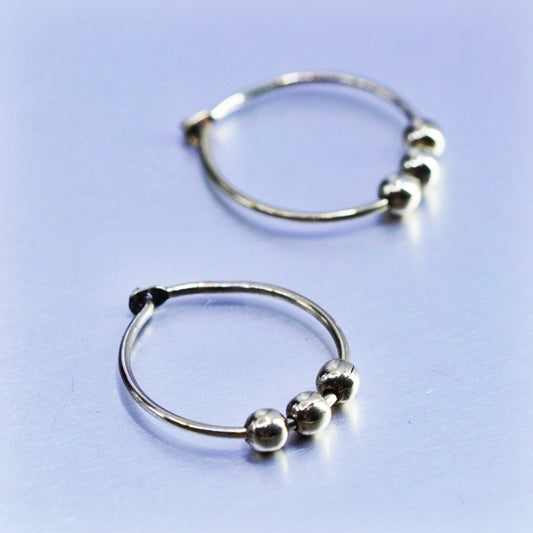 0.5”, vermeil gold over Sterling silver handmade earrings, 925 hoops beads