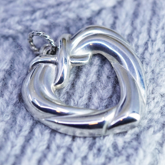 Vintage sterling 925 silver handmade heart charm pendant