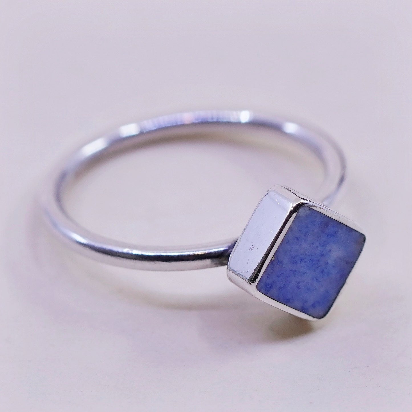 Size 5.5, Native American sterling silver ring, 925 stackable band sodalite