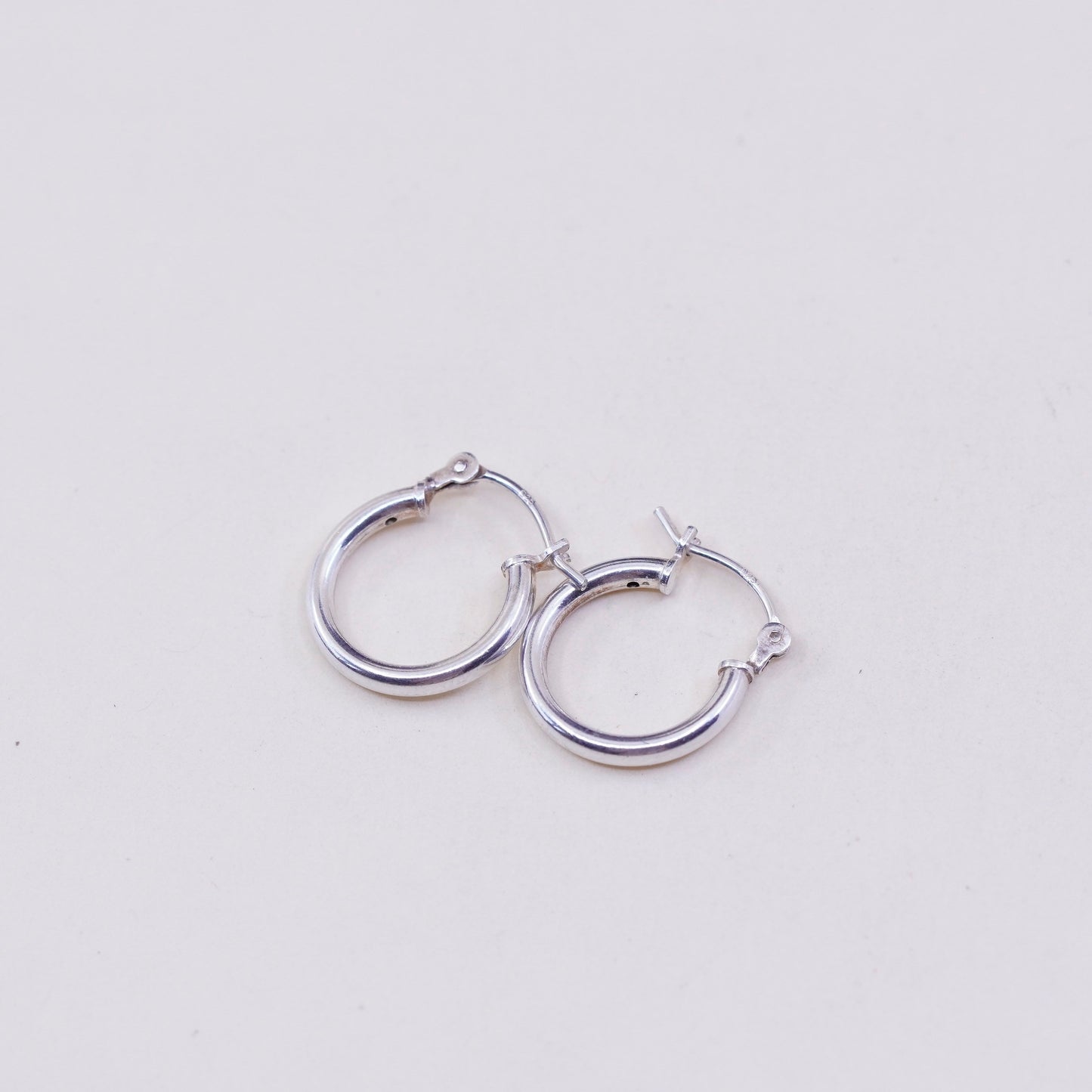 0.5”, Vintage sterling silver loop earrings, minimalist, 925 hoops, huggie