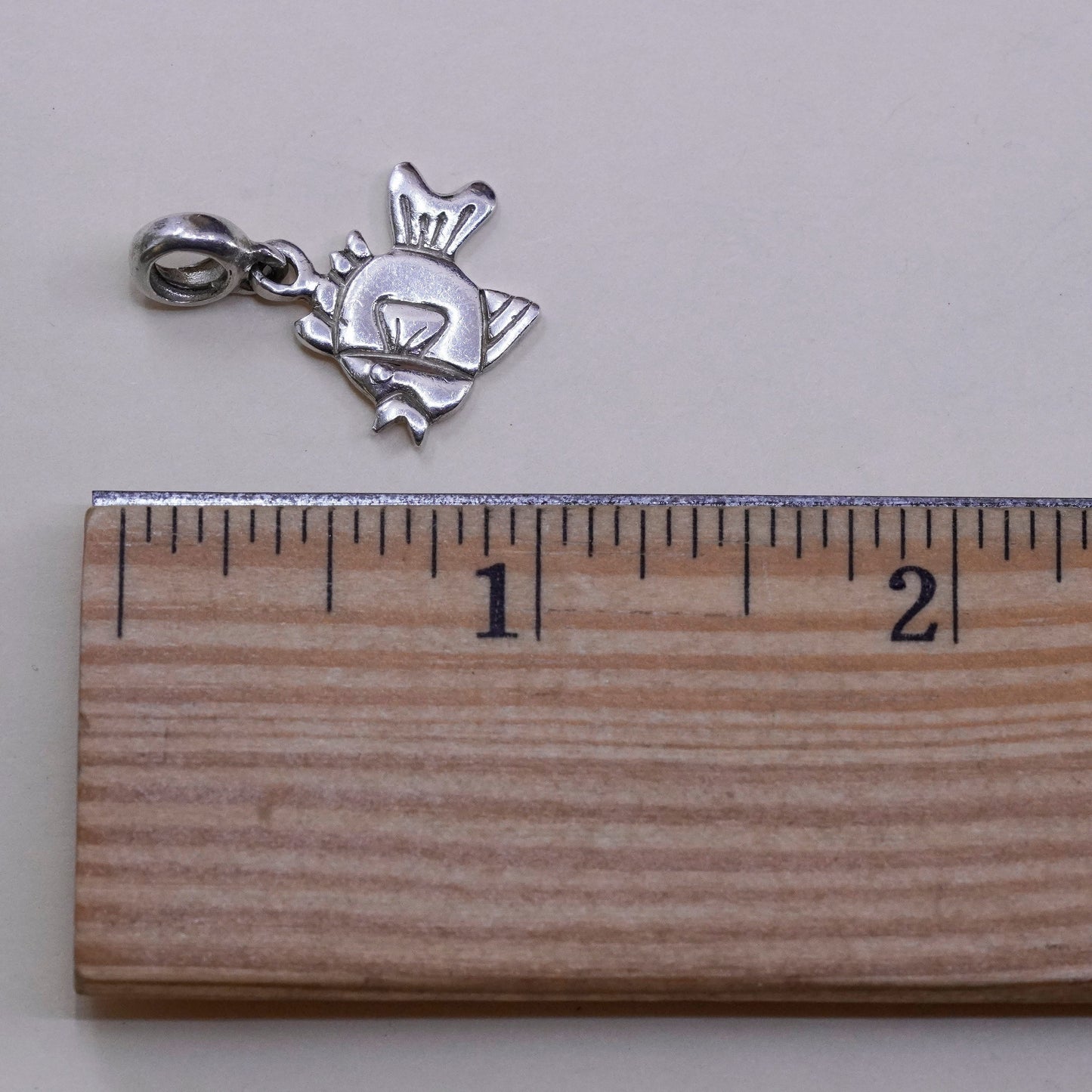 Vintage sterling silver handmade pendant, 925 fish charm