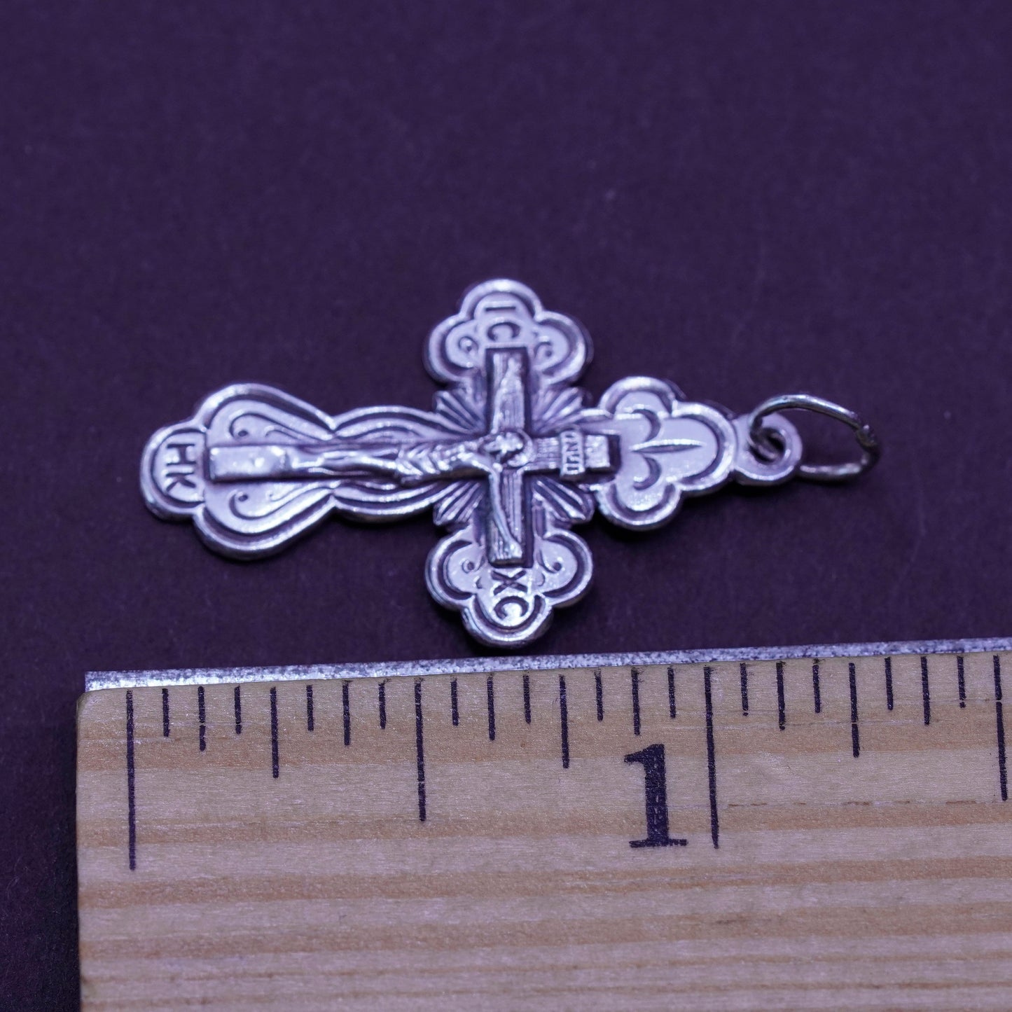 Vintage Sterling silver handmade pendant, 925 Jesus cross