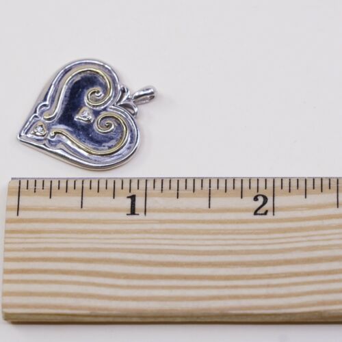 Two Tone BGE Sterling Silver Swirl Heart Pendant W/ Diamond “sister Are Gifts”