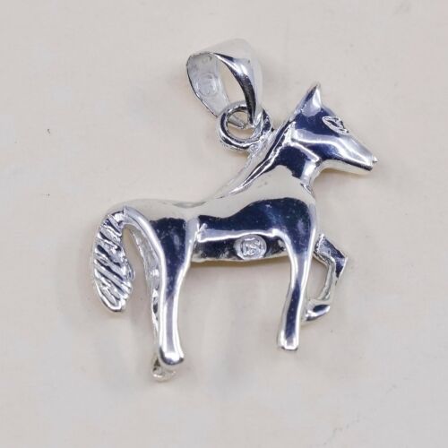 Vintage Sterling Silver Handmade Pendant, 925 Christmas Horse Charm