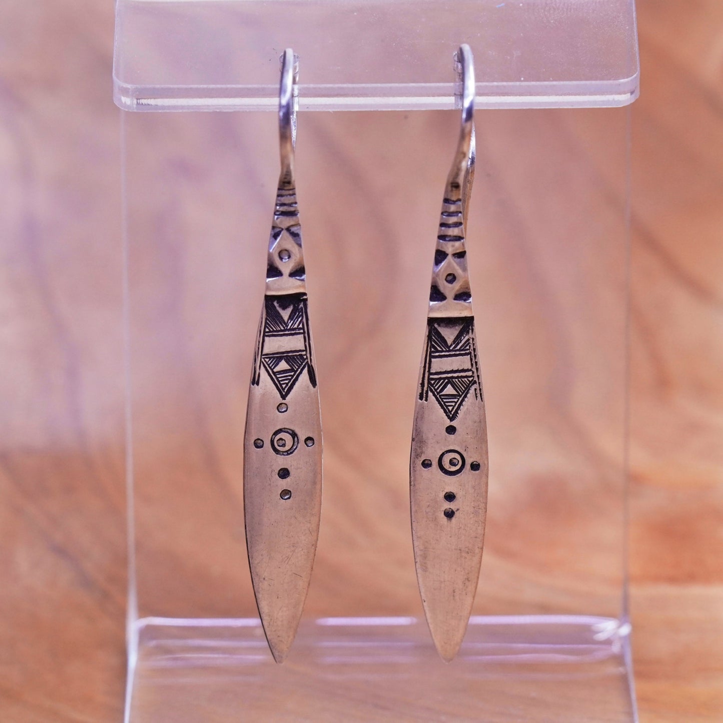 Native American Sterling 925 silver handmade extra long earrings