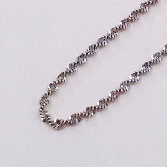 18”, 2mm, vintage Sterling silver necklace, solid 925 silver twisted chain