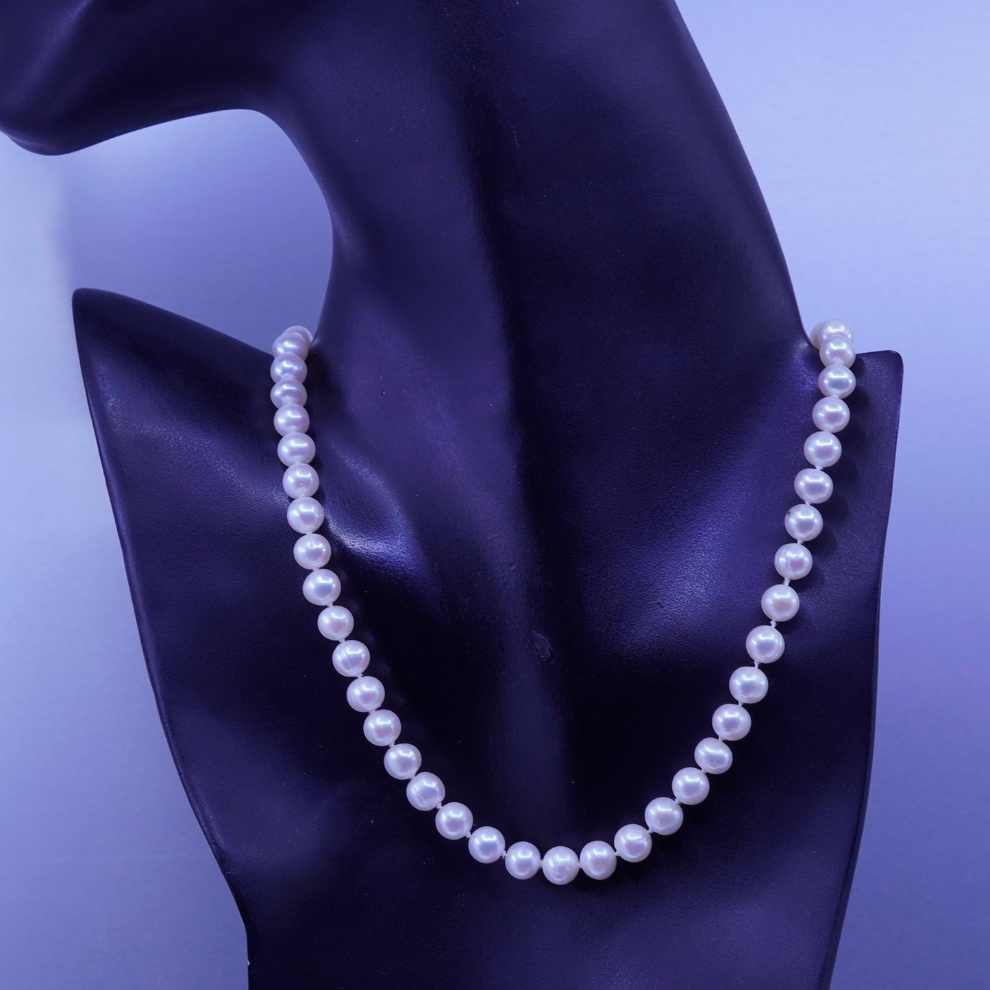 18”, vintage freshwater 7mm pearl necklace with Sterling 925 silver clasp