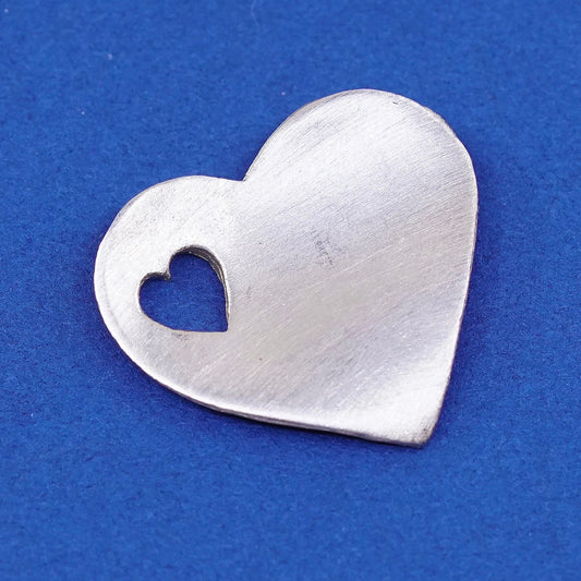 Vintage modern Sterling silver handmade pendant, 925 heart