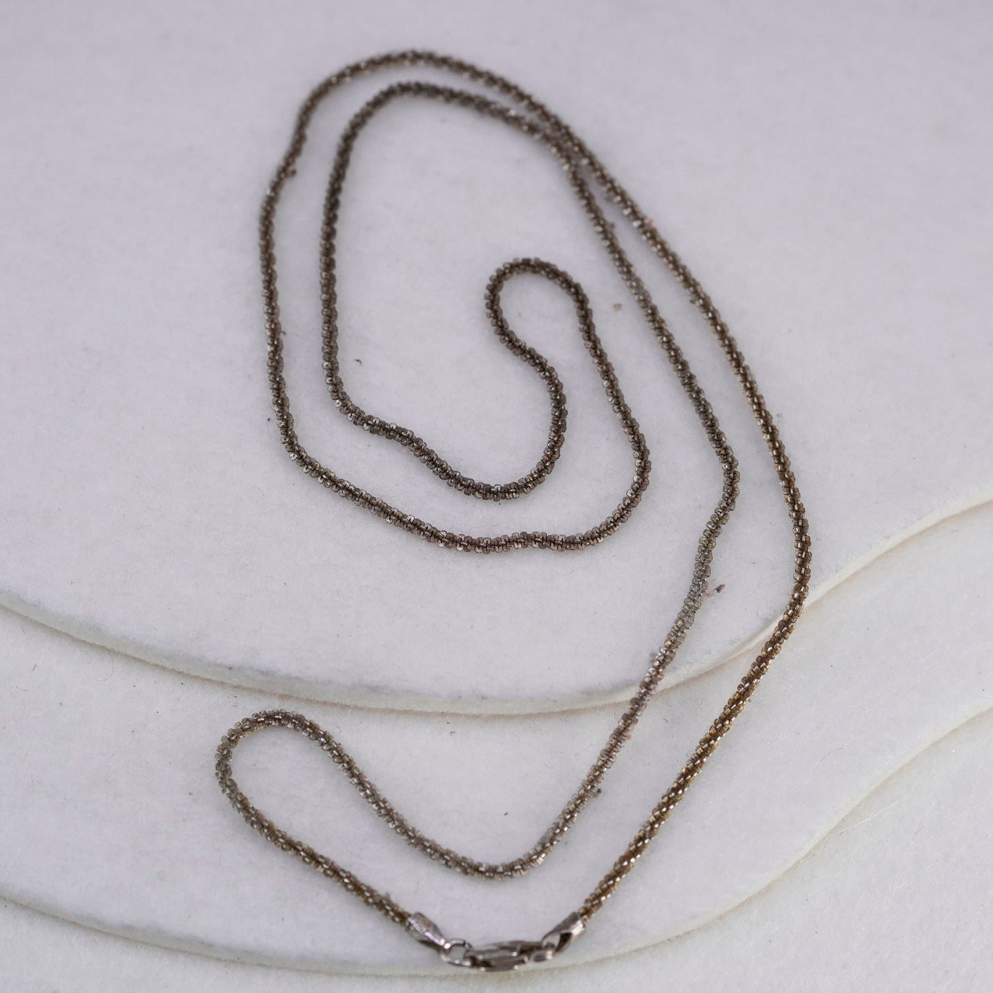 24” 2mm, vintage Italy Sterling 925 silver twisted chain necklace