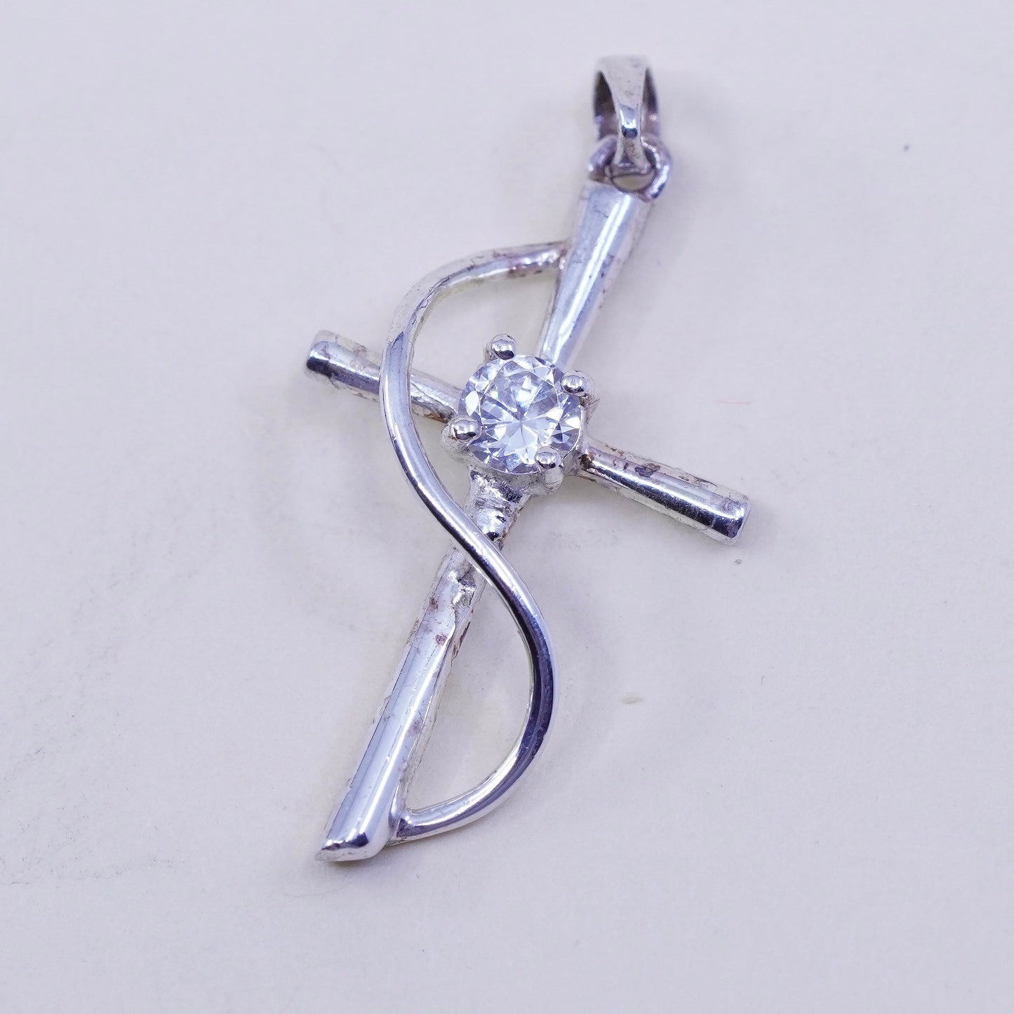 Vintage sterling silver pendant, 925 cross with Cz