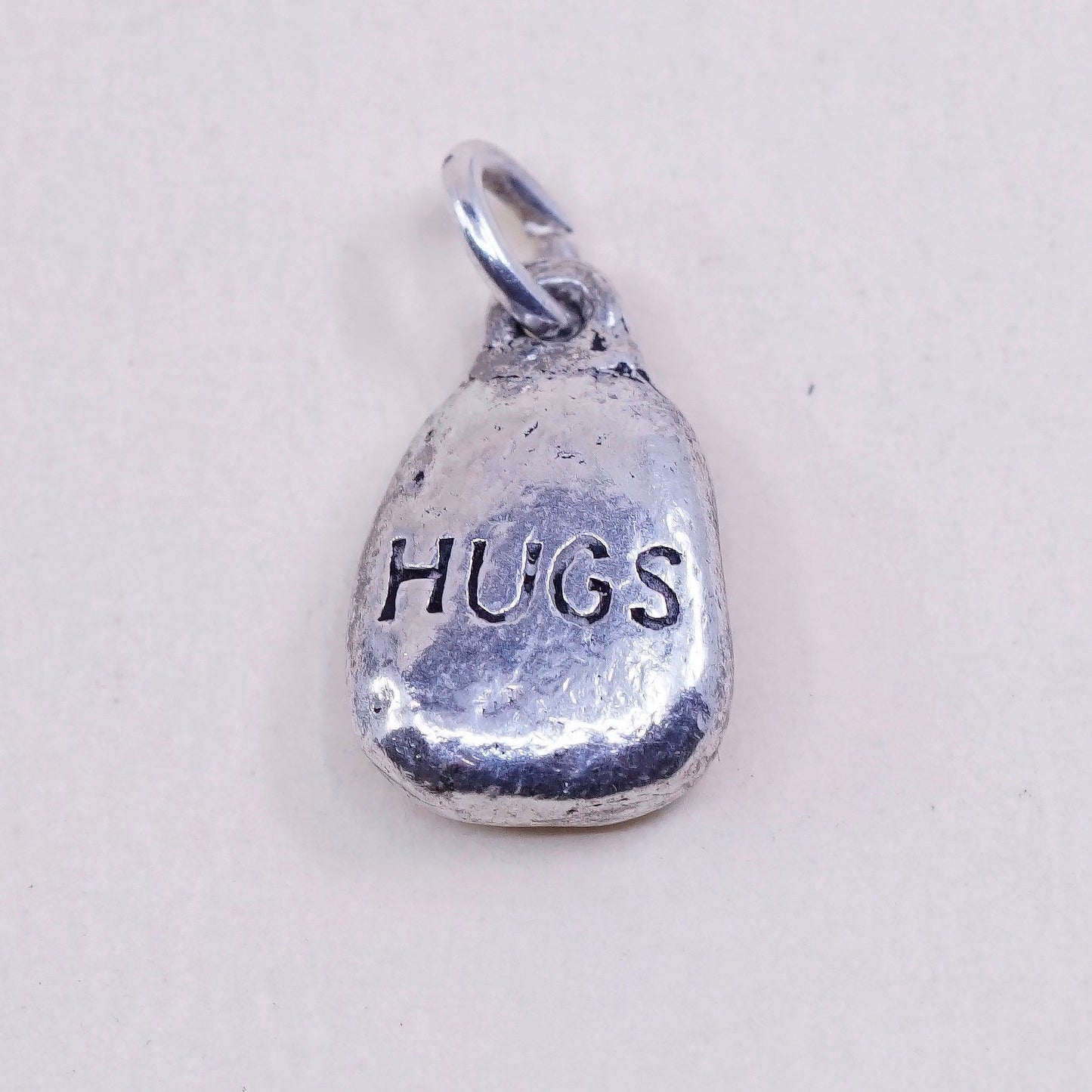 Vintage DV sterling silver Nugget charm, 925 pendant with “hugs”
