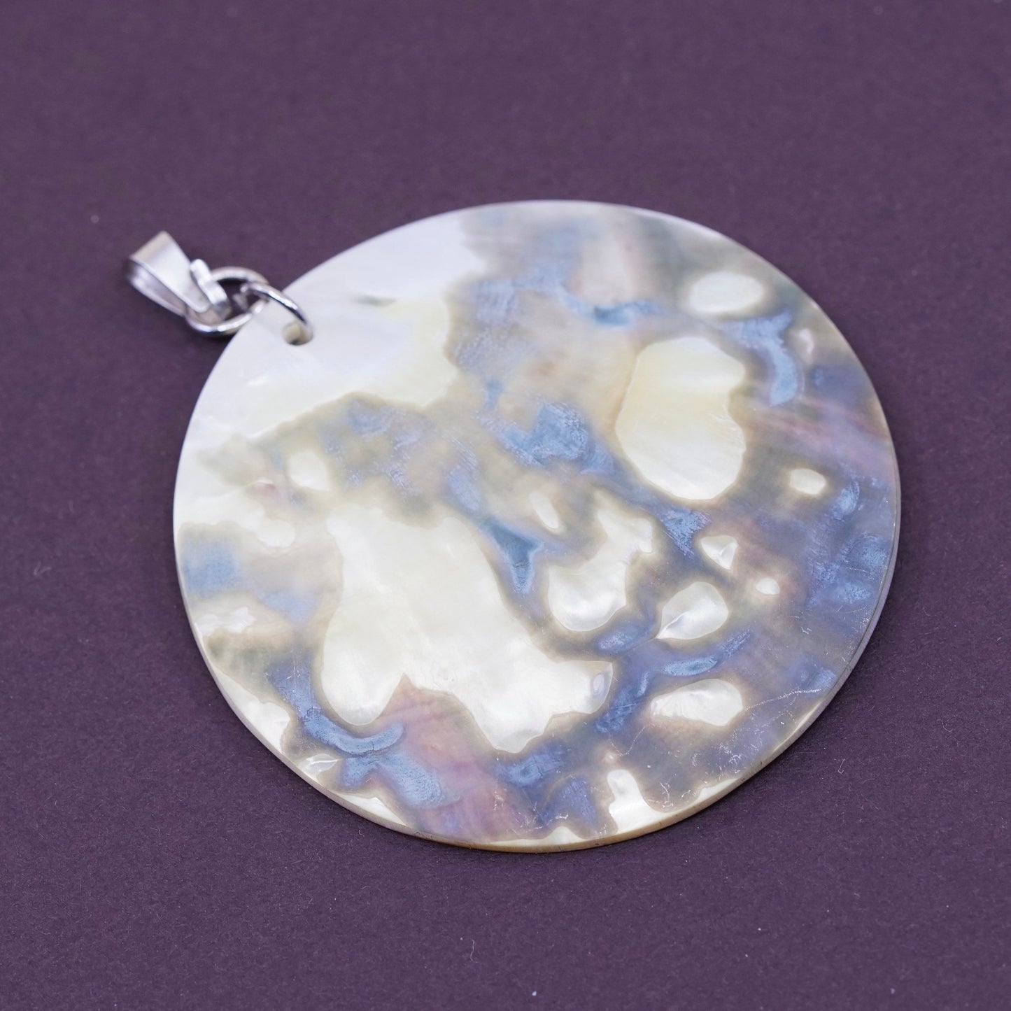 Vintage Sterling 925 silver handmade pendant with mother of pearl