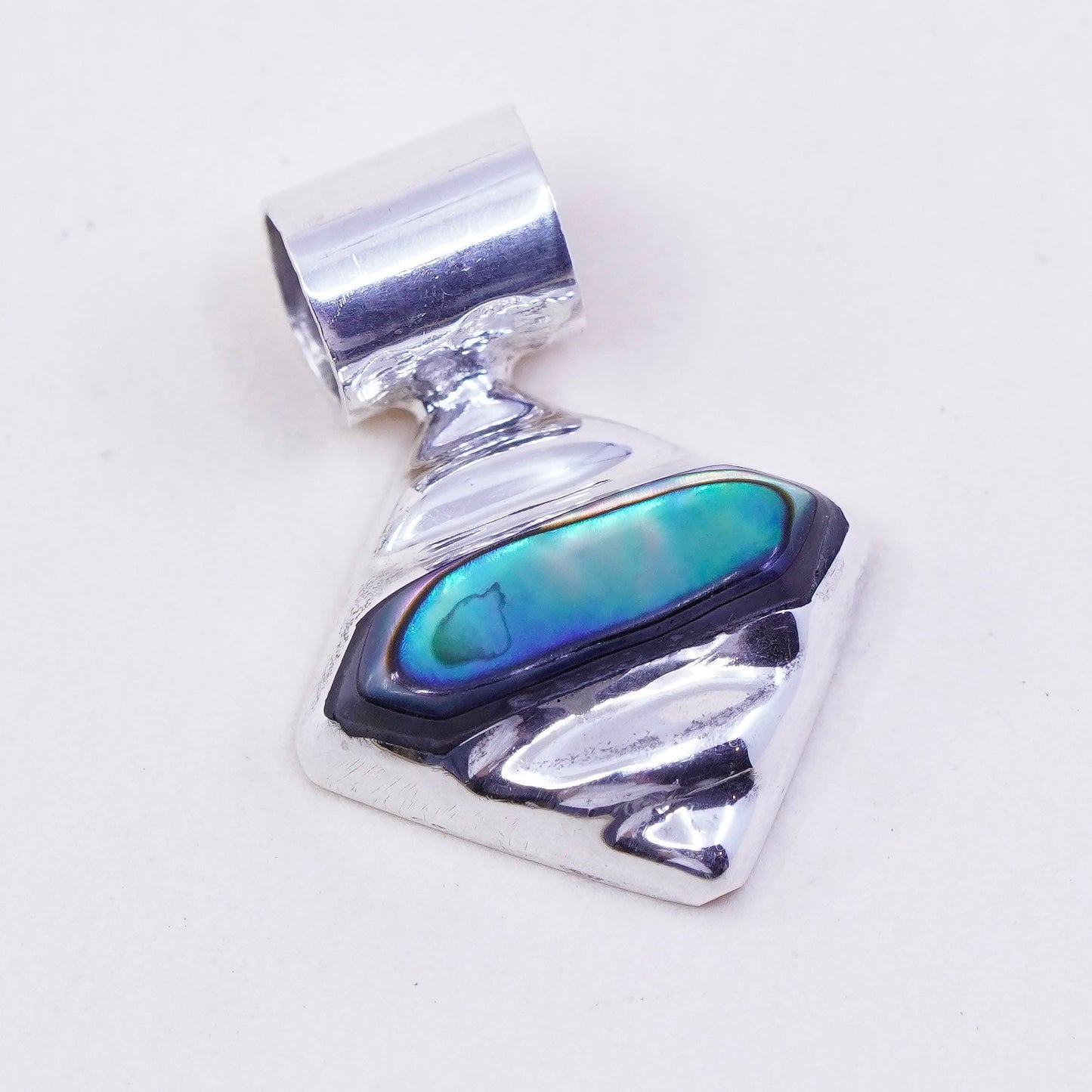 Vintage sterling silver handmade pendant, mexico 925 with abalone