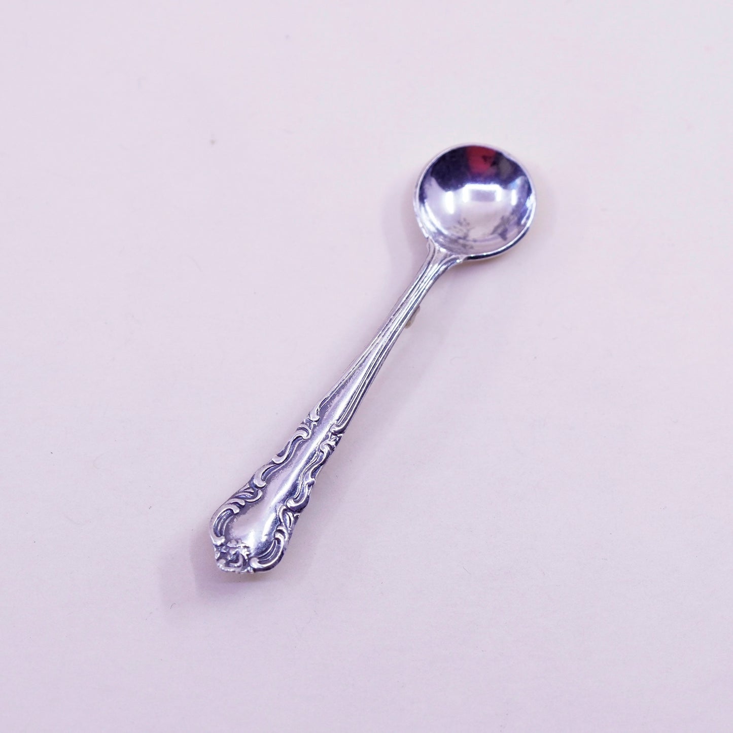 Vintage sterling silver handmade brooch, 925 spoon pin